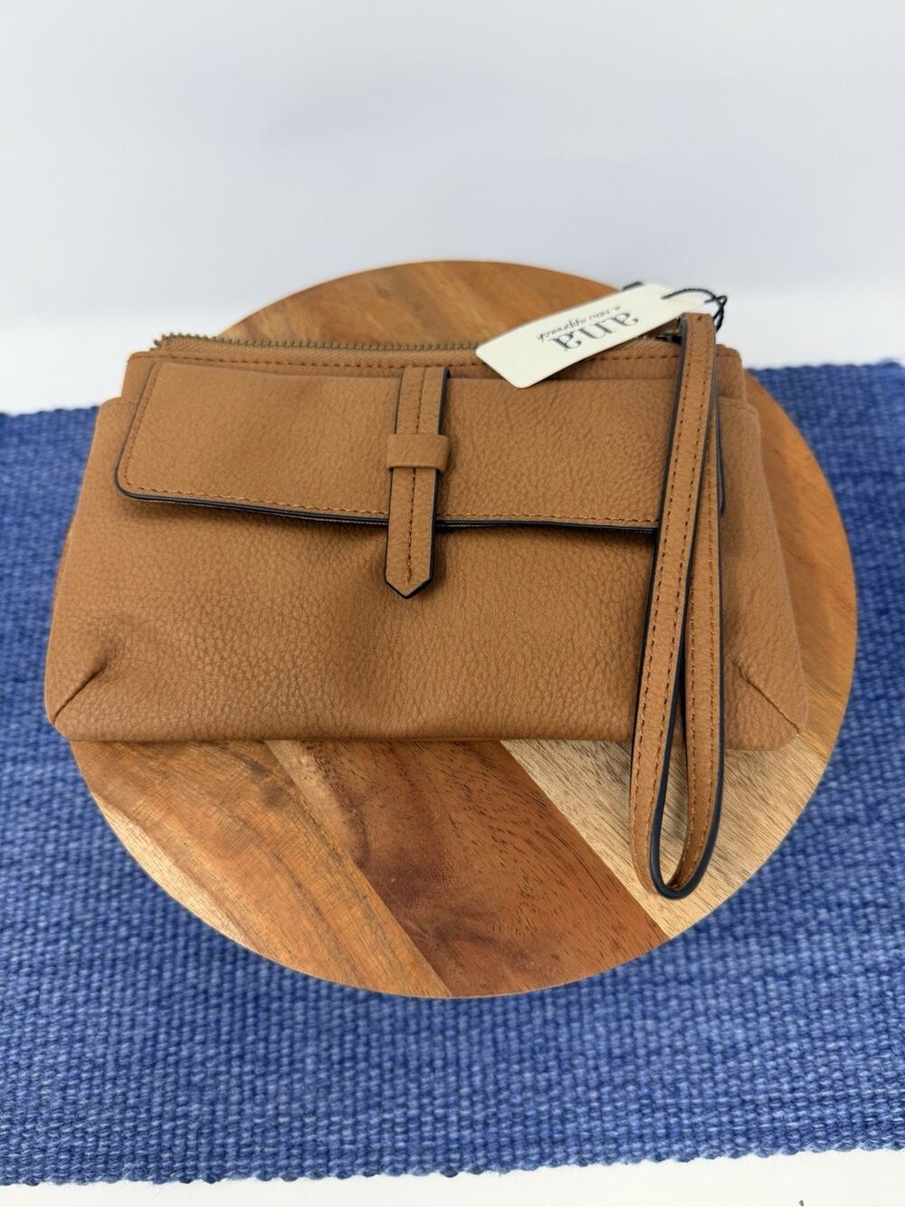 ANA a new approach Brown Clutch Wristlet Bag Zipper Accent JCP